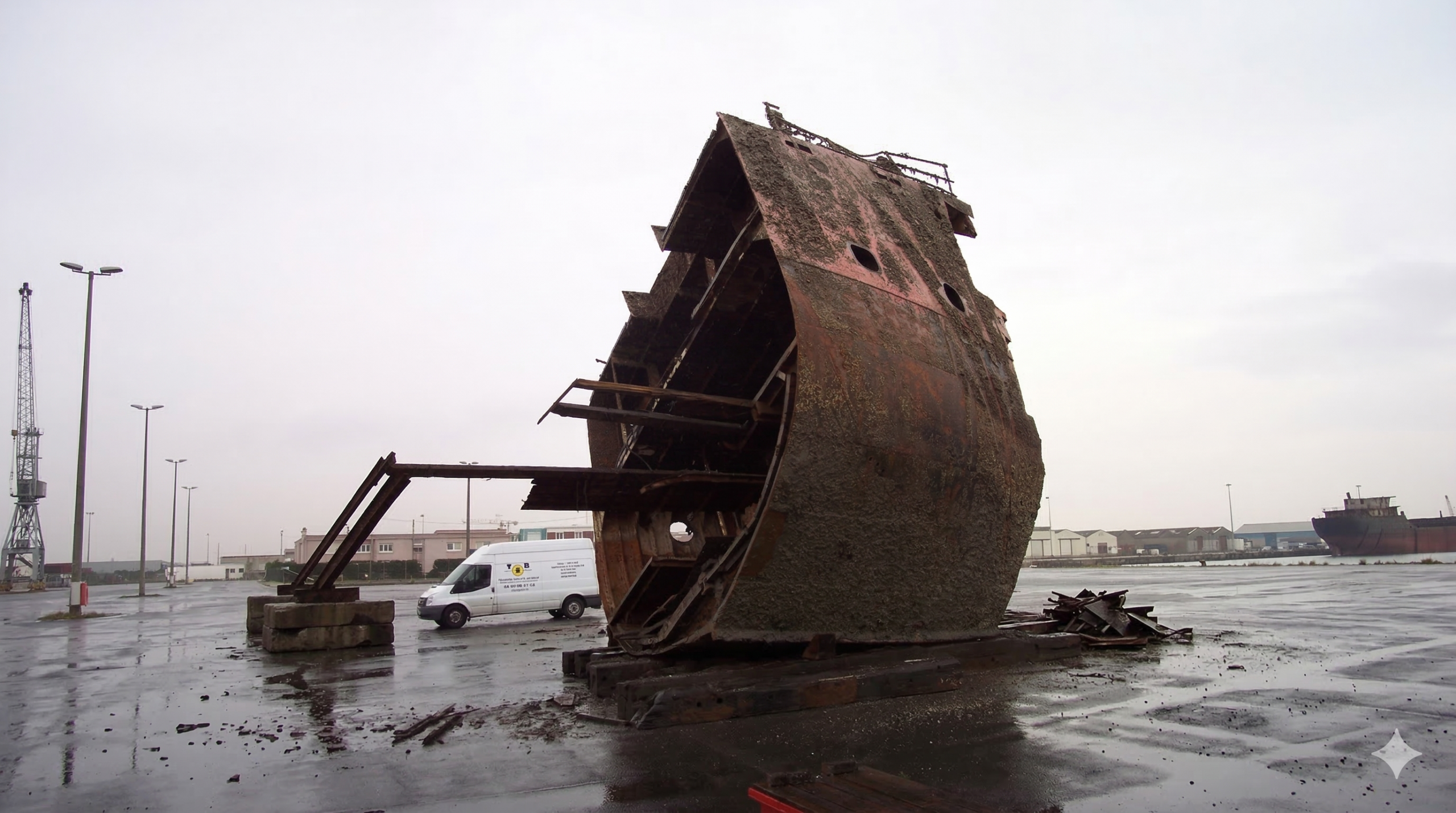 Démantèlement de l'épave de dock au Port du Havre par sciage de forte épaisseur TSB